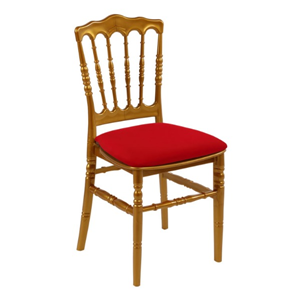 Stoel Napoleon goud incl. kussen en hoesje rood