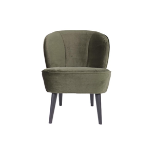 Sara fauteuil warm groen huren bij Partyhuren